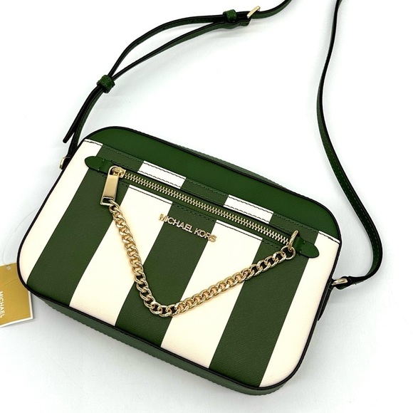 Michael Kors Large EW Zip Chain Xbody Crossbody Bag Green Multi - Picture 1 of 11
